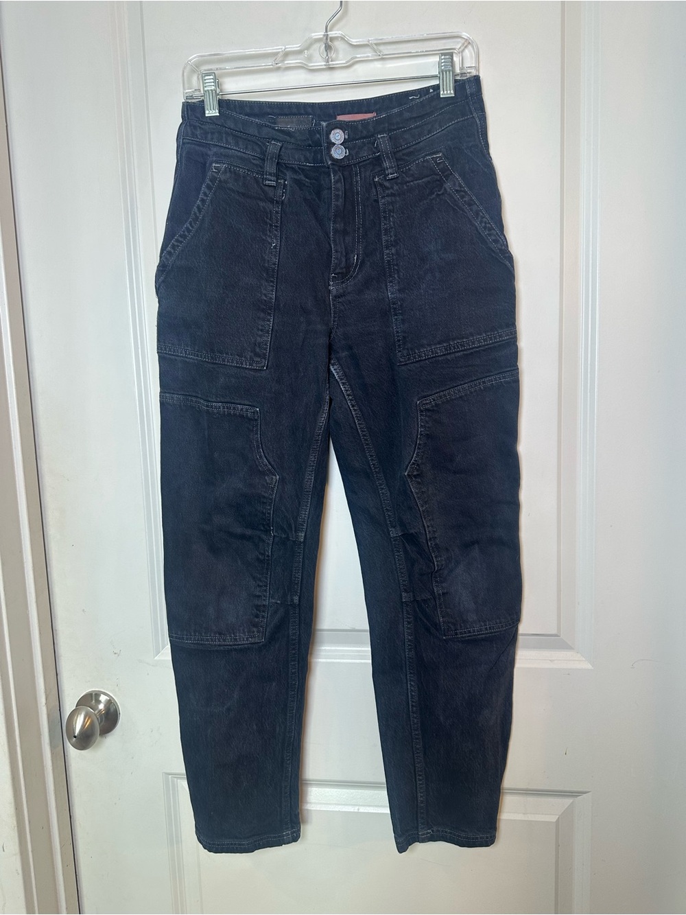 ANTHROPOLOGIE PILCRO Black Panelled Relaxed Fit Black Cotton Jeans, Size 28